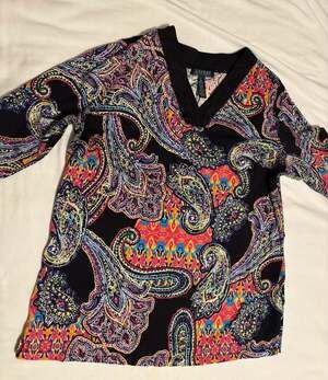Lauren Ralph Lauren Multicolor Paisley Boat Neck Swing Top